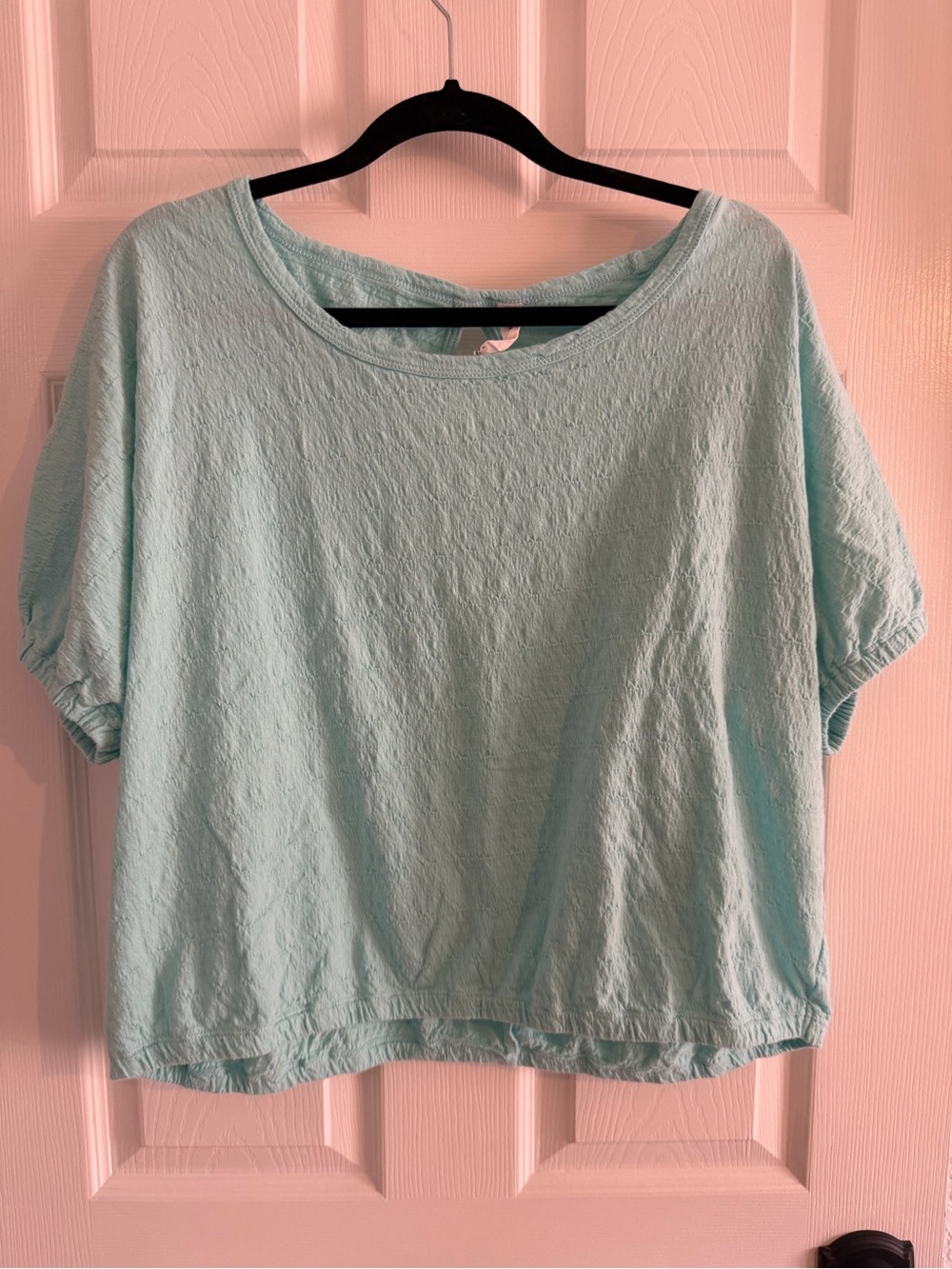 Daily practice Anthropologie Women's Relaxed Short-Sleeve Tee in Aqua bubble hem